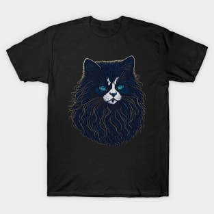 Mystical Whiskers: Black Cat with a Luscious Beard T-Shirt